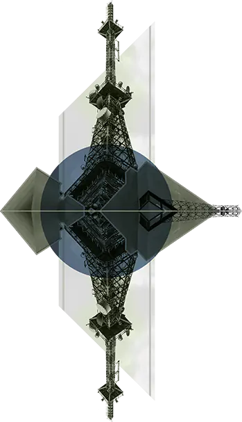 3 Radio Towers montage with geometric graphics ornamental graphicc